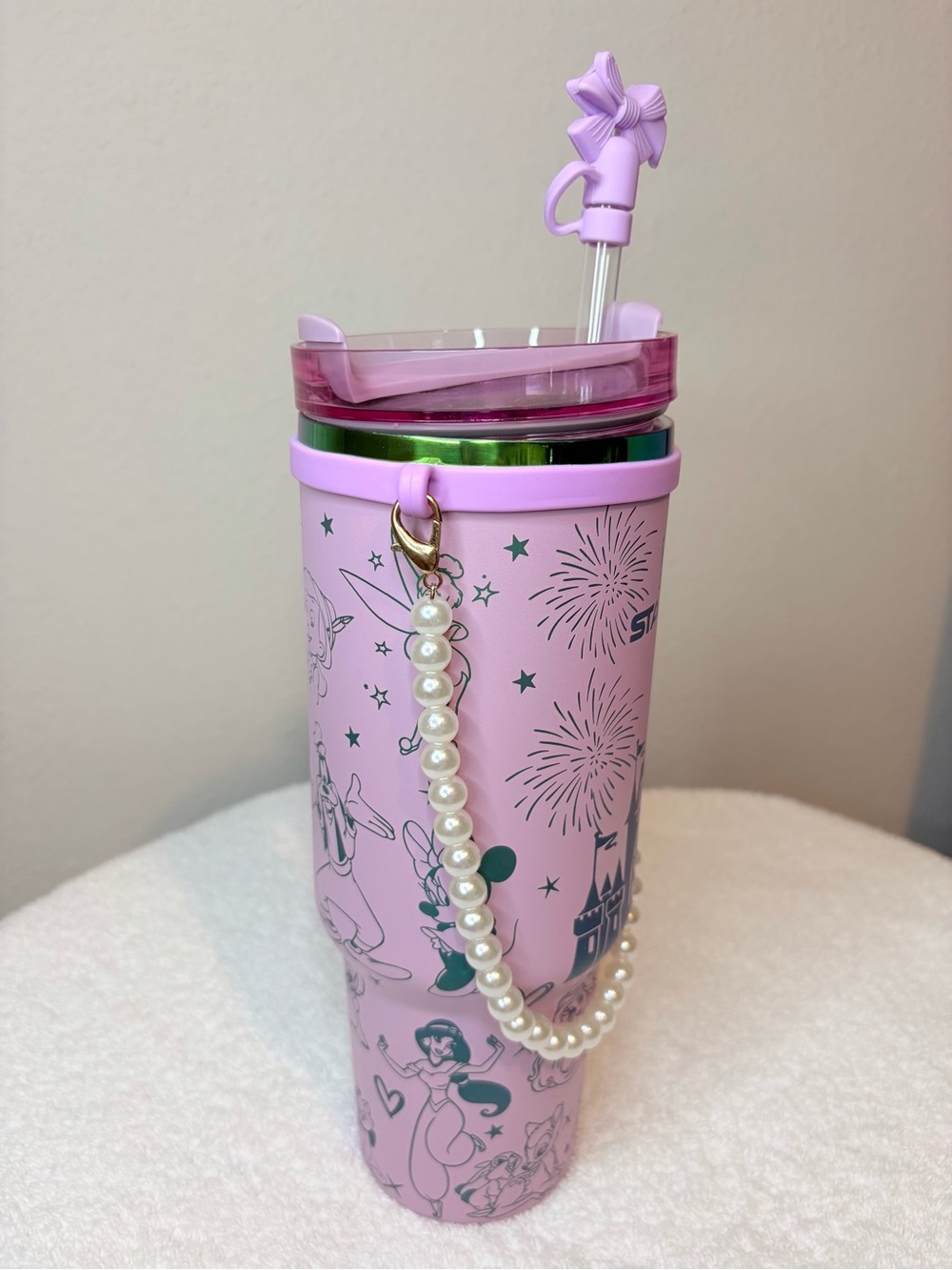 Stanley x Disney 40oz Castle Tumbler with Pearl Strap and Bow Straw - Picture 3 of 8